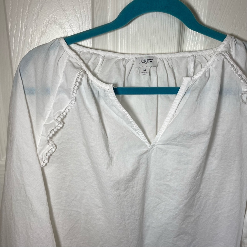 White J. Crew Blouse with Pom Pom Detailing - Picture 10 of 10